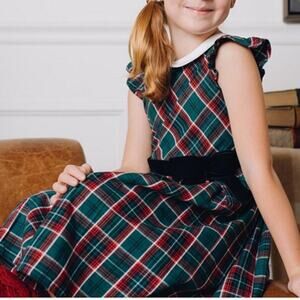 Hope & Henry Girl Organic Peter Pan Collar Holiday Party Christmas Dress Size 10